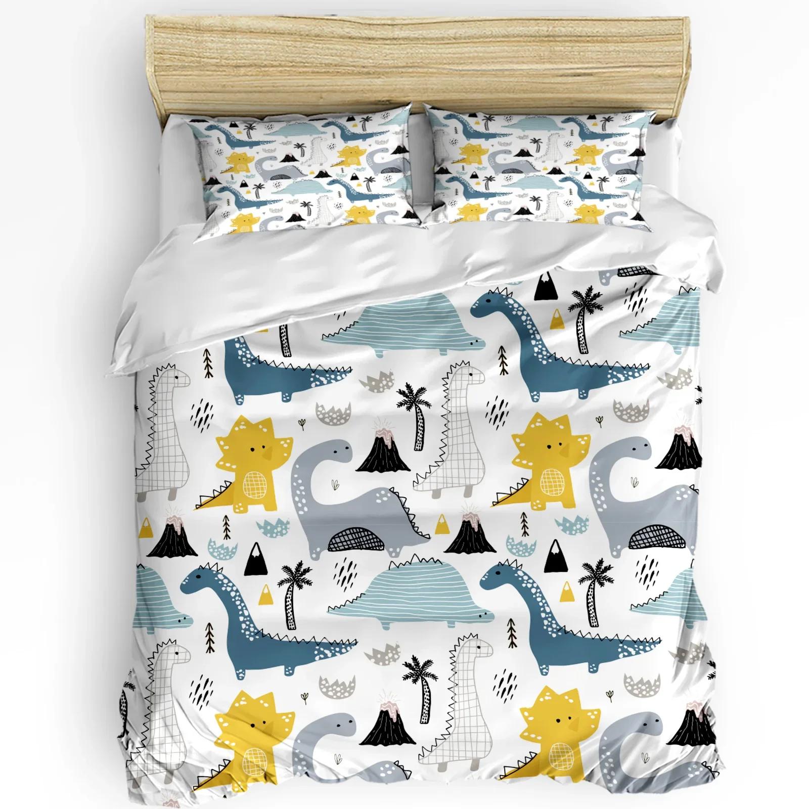 3pcs Bedding Set Cute Cartoon Dinosaur Kawaii Home Textile Duvet Cover Pillow Case Boy Kid Teen Girl Bedding Covers